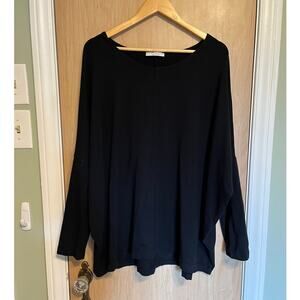 Bryn Walker Black Tunic Top Small Oversized Bamboo Lagenlook